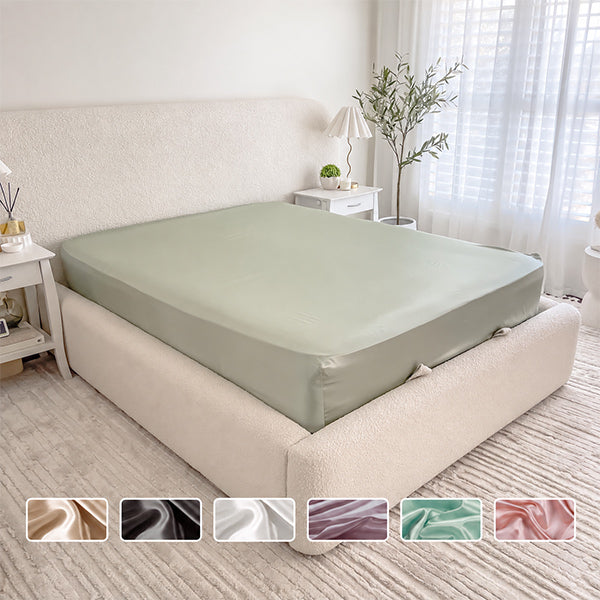 Mint Mulberry silk fitted sheet